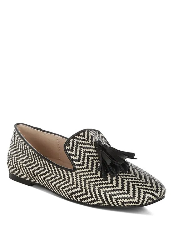 Dara Raffia Tassels Detail Loafers