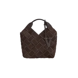 Espresso Suede Woven Basket Bag
