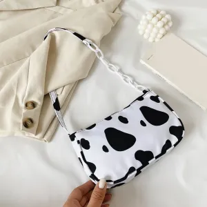 Fashion Cow Milk Print Underarm Shoulder Bags Nylon Women Handbag Totes Female Casual Popular Simple Female Daily Top-handle Bag