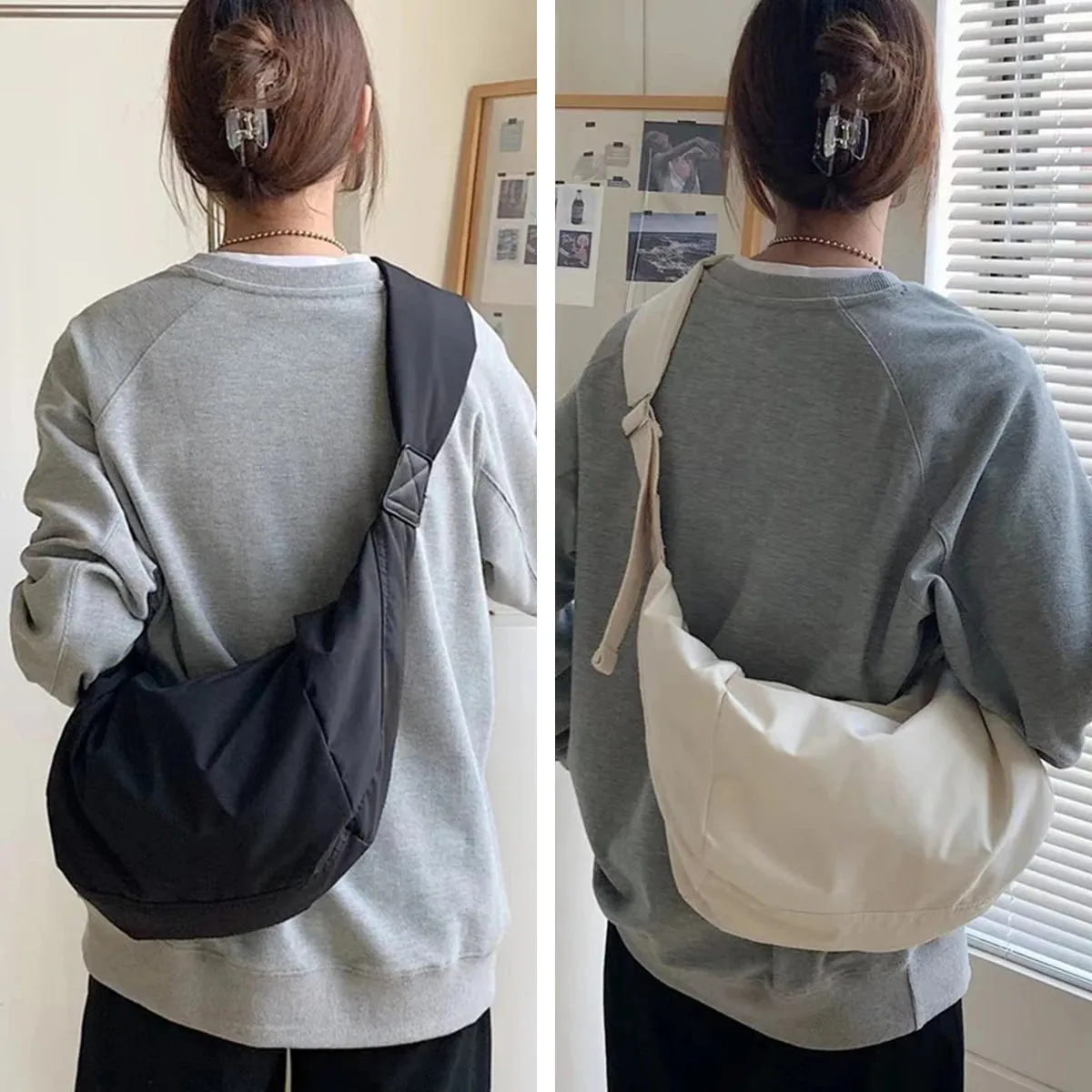 Fashion Large Capacity Nylon Satchel Shoulder Bag Comfort Wide Strap Crossbody Bags