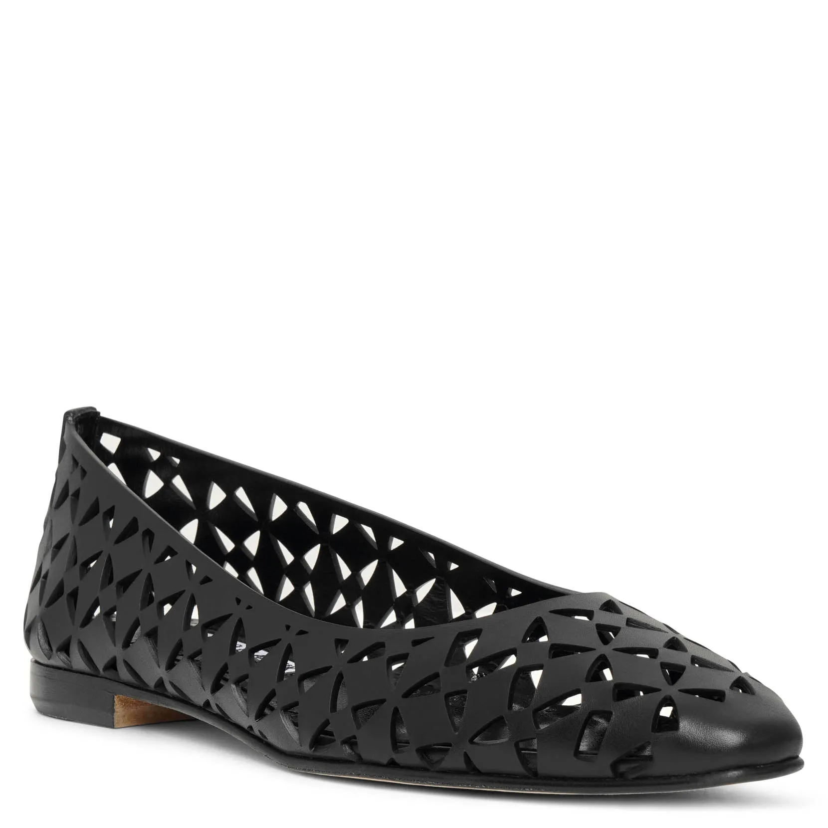 Gelista black laser cut leather ballerina