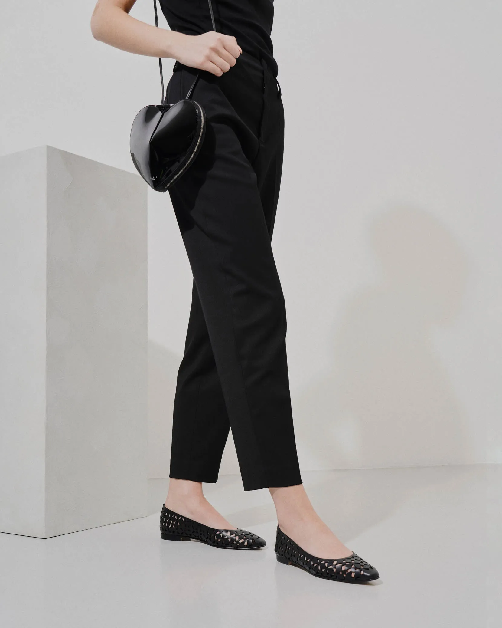 Gelista black laser cut leather ballerina