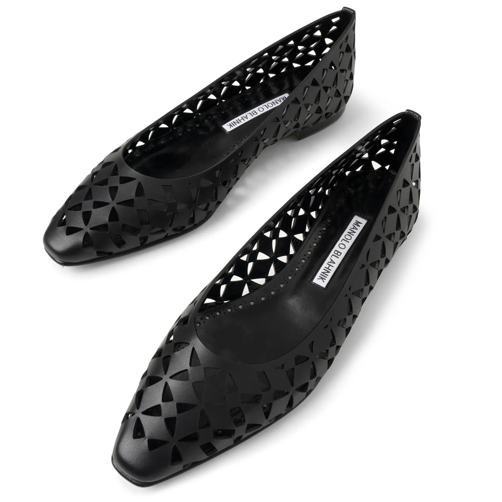 Gelista black laser cut leather ballerina