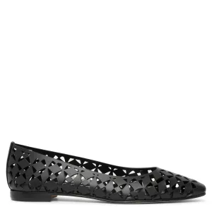 Gelista black laser cut leather ballerina