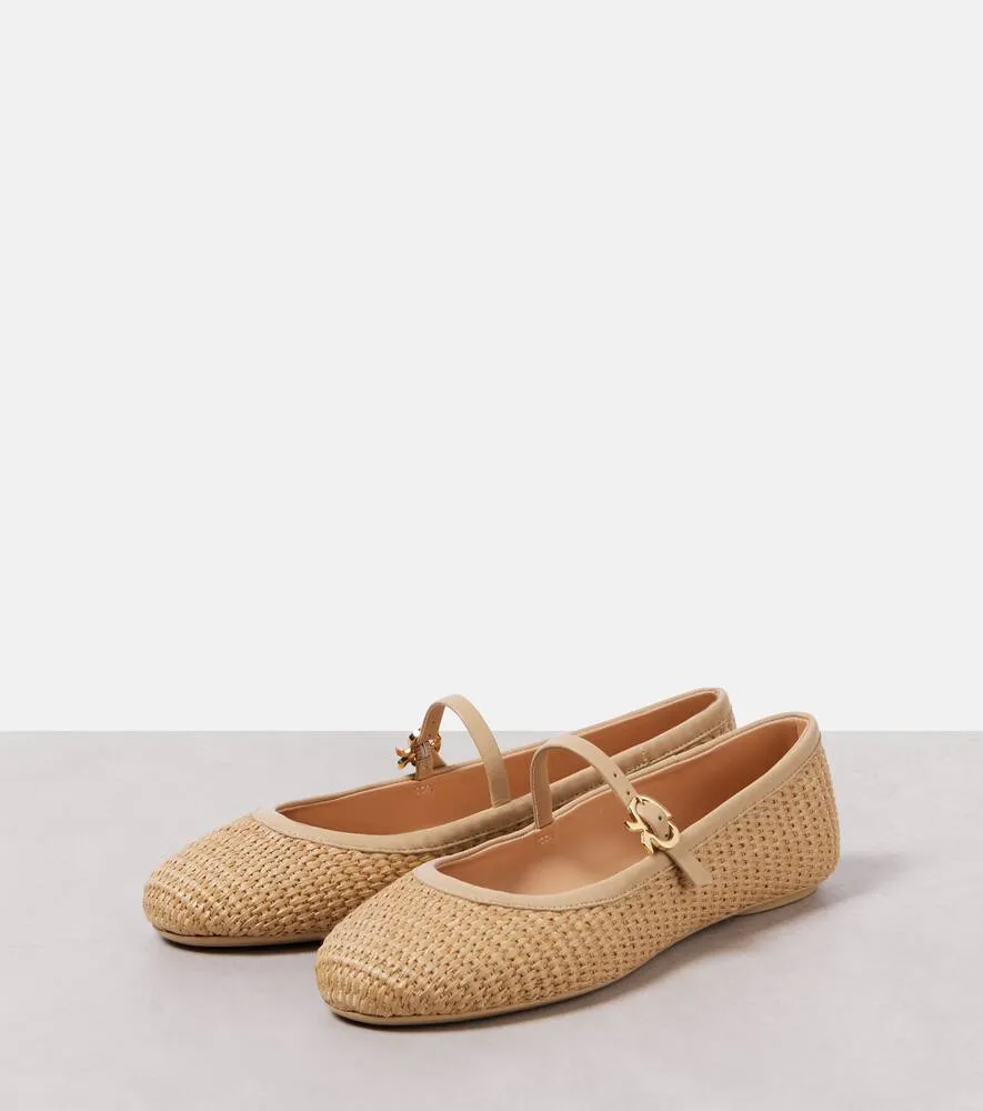 Gianvito Rossi Carla leather-trimmed ballet flats