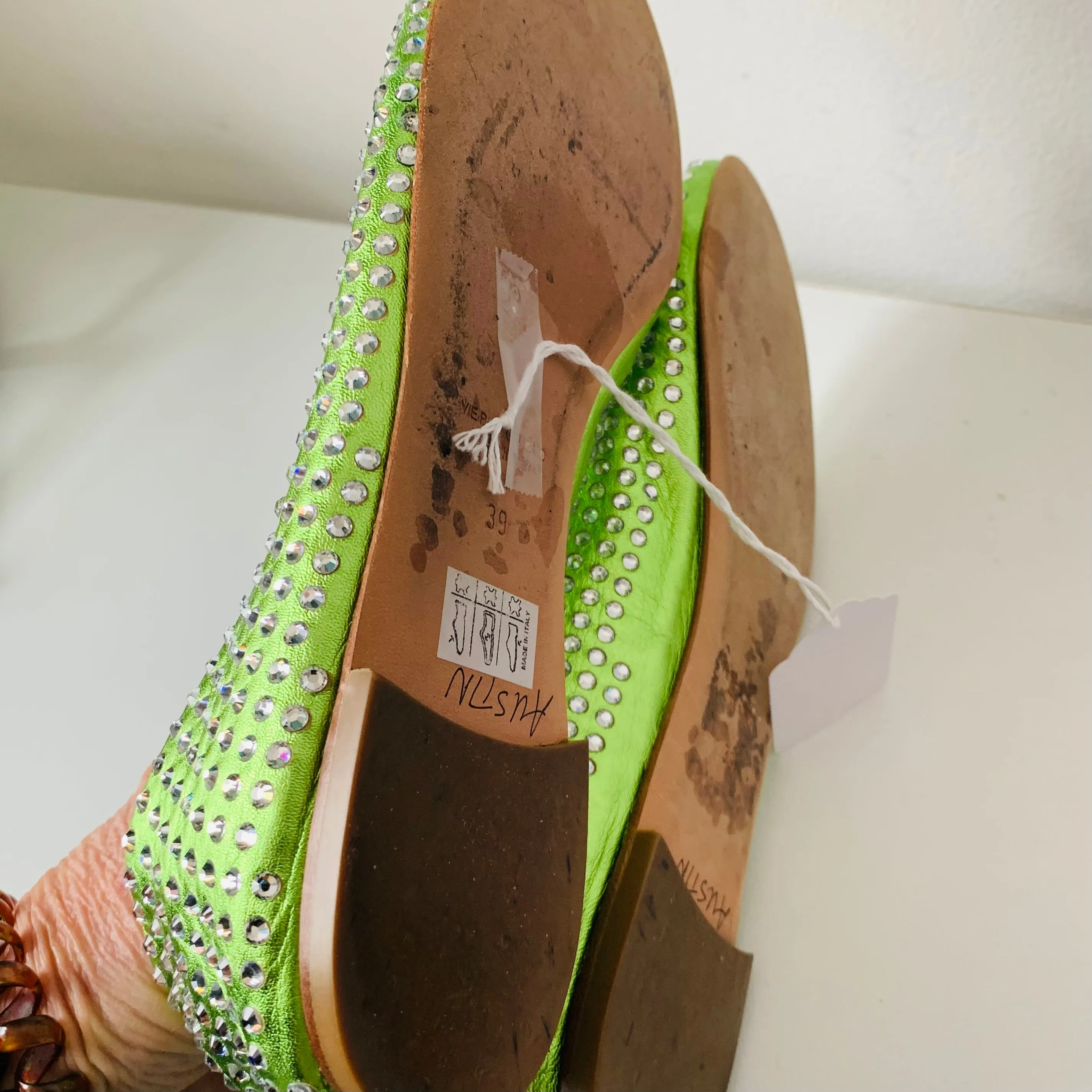 Giuseppe Zanotti Lime Green Rhinestone Ballet Flats Size 39