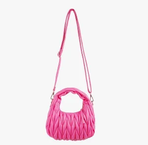 H-MIU QUILTED POUCH DESIGN W/CROSSBODY STRAP - PINK