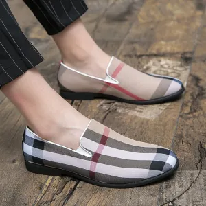 Handmade New Mens Dress Shoes Stripe Patchwork Leather Shoes