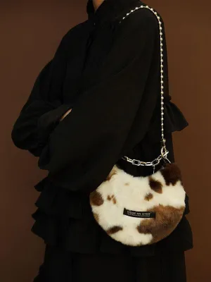 HIDDENNOTES Cow Print Faux Fur Bag