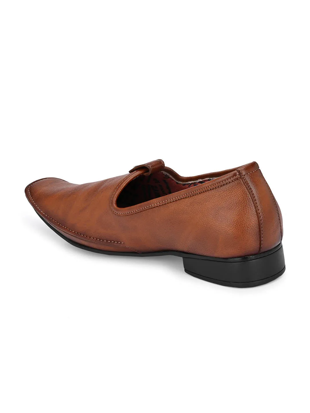 Hitz Men's Tan Synthetic Slip-On Ethnic Shoes