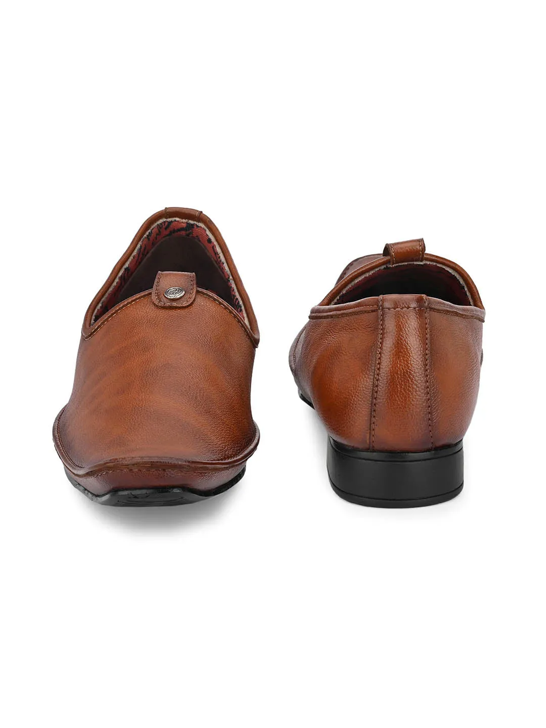 Hitz Men's Tan Synthetic Slip-On Ethnic Shoes