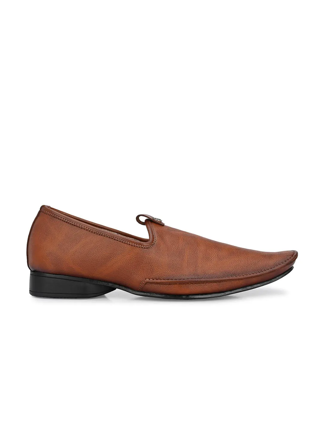 Hitz Men's Tan Synthetic Slip-On Ethnic Shoes