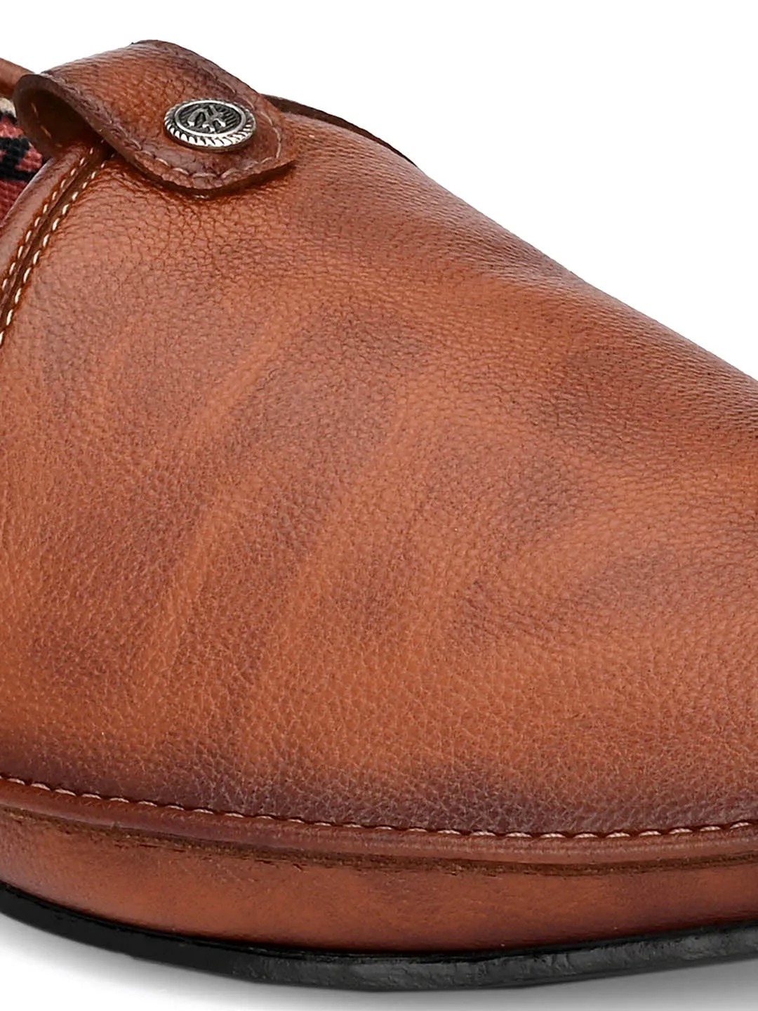 Hitz Men's Tan Synthetic Slip-On Ethnic Shoes