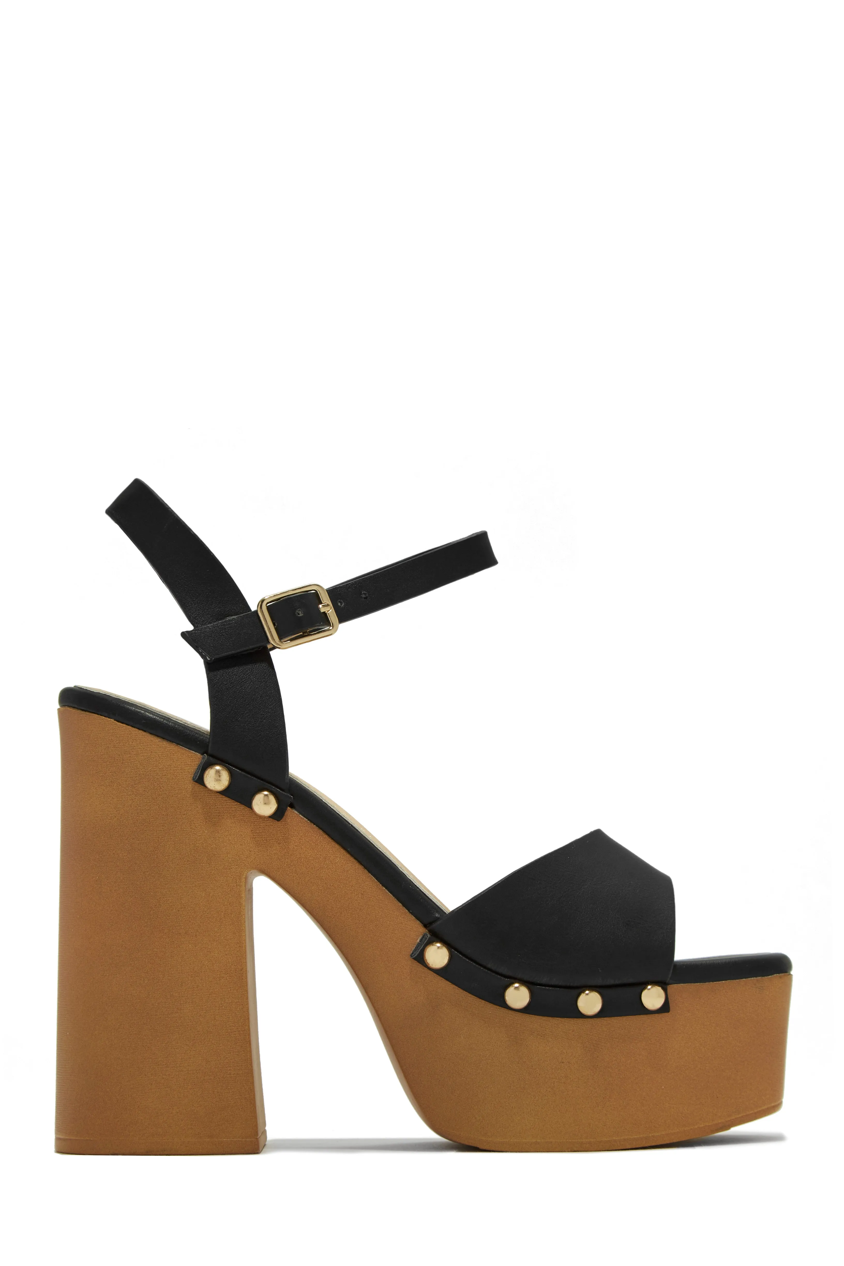 Kammy Platform Block High Heels - Natural