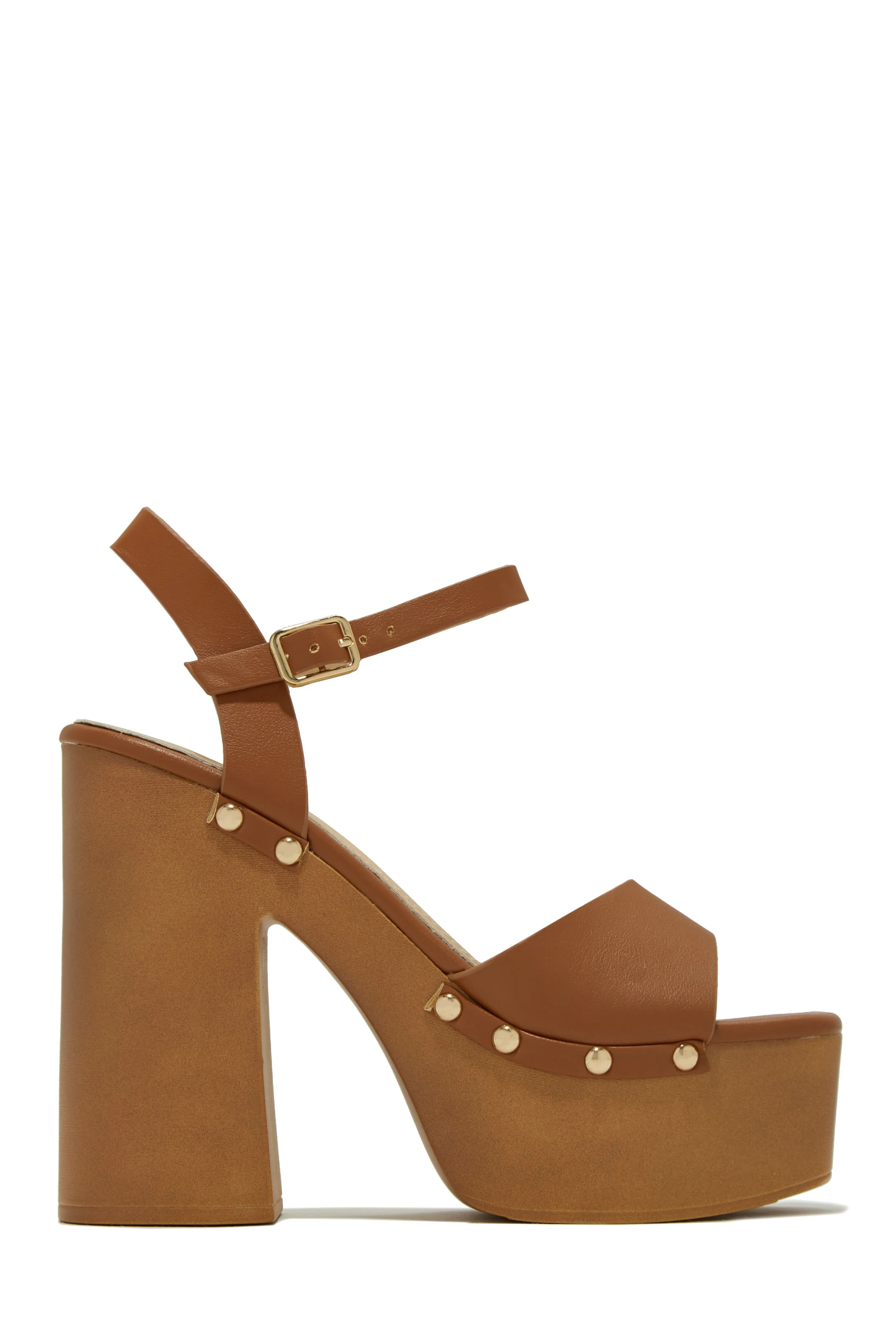 Kammy Platform Block High Heels - Natural