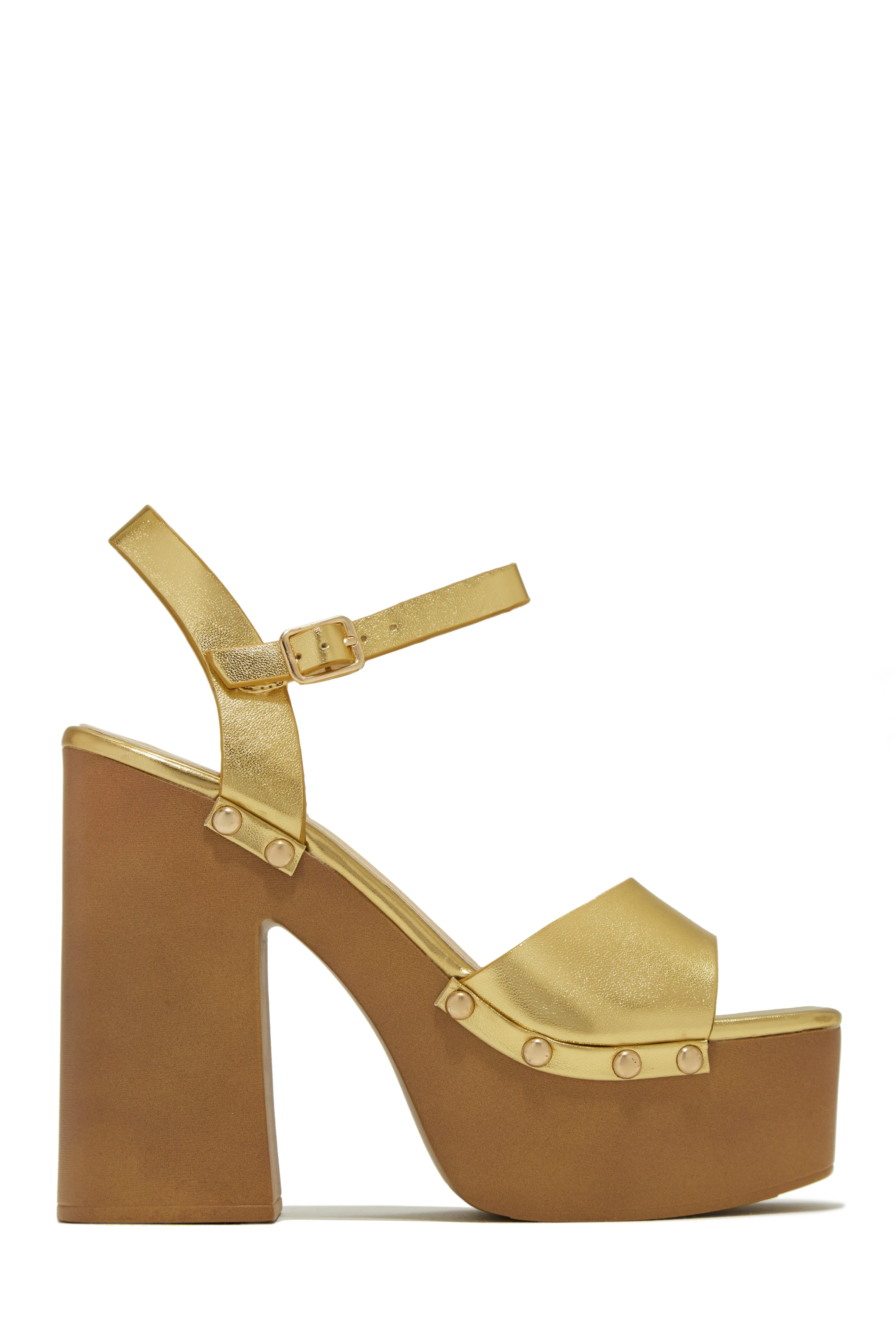 Kammy Platform Block High Heels - Natural