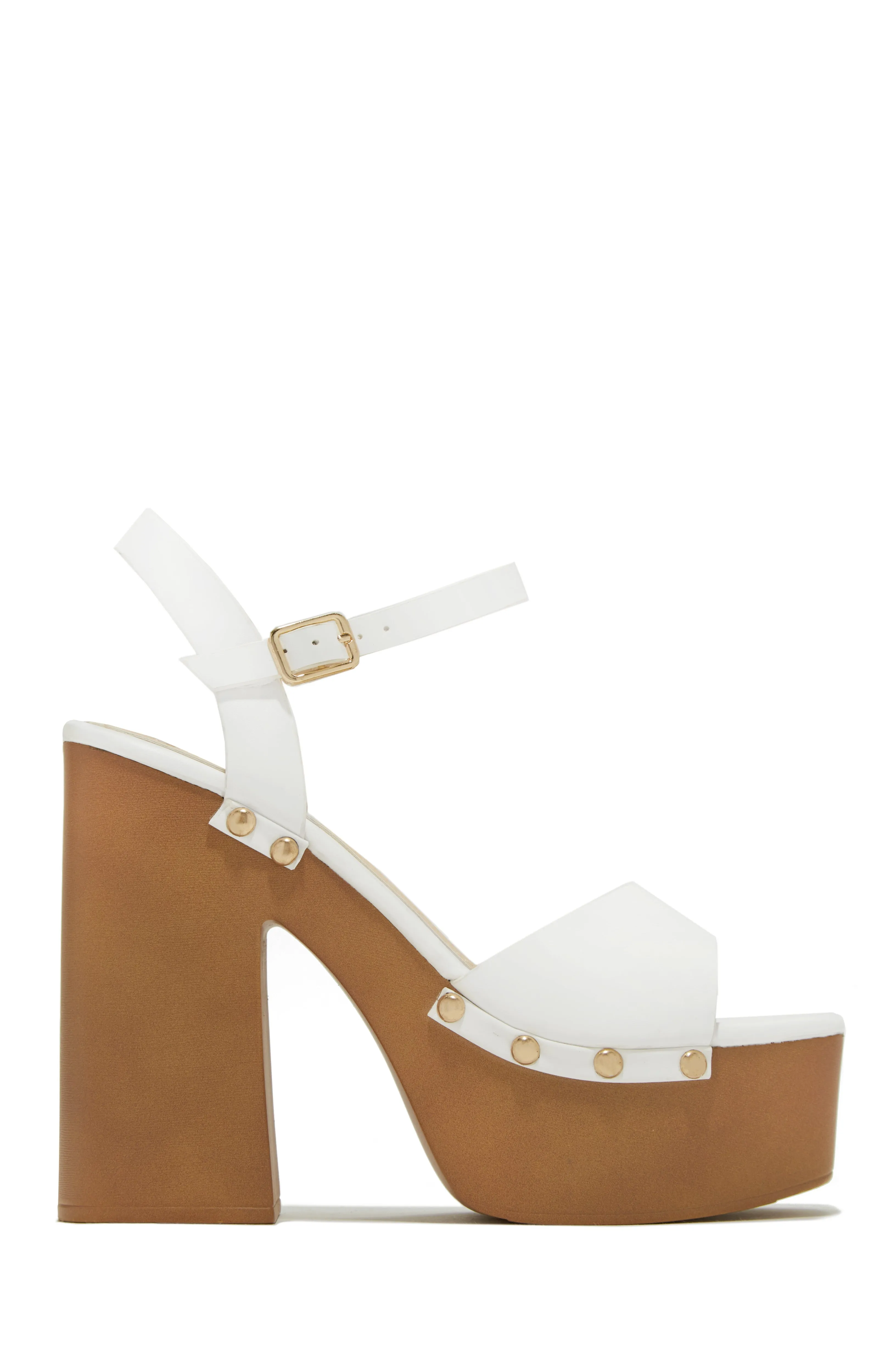 Kammy Platform Block High Heels - Natural