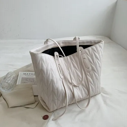 Large-Capacity Black Bag Handbags Women's Bag LEFTSIDE Winter  Fashion New Style Fashion All-Match Simple Shoulder Bag Tote Bag