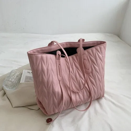 Large-Capacity Black Bag Handbags Women's Bag LEFTSIDE Winter  Fashion New Style Fashion All-Match Simple Shoulder Bag Tote Bag