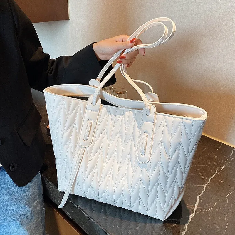 Large-Capacity Black Bag Handbags Women's Bag LEFTSIDE Winter  Fashion New Style Fashion All-Match Simple Shoulder Bag Tote Bag