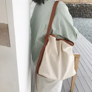 Large capacity canvas shoulder bag for women messenger bag female composite bag Shopping Bags Casual big handbag bolsos white