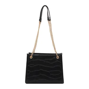 Leather Croc Shoulder Bag