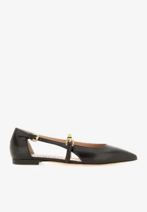 Logo Leather Ballet Flats