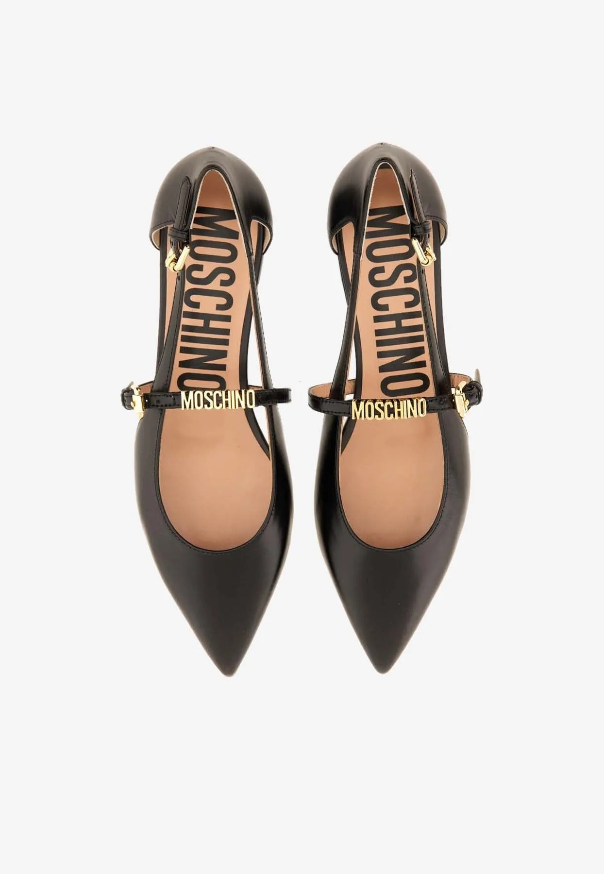 Logo Leather Ballet Flats