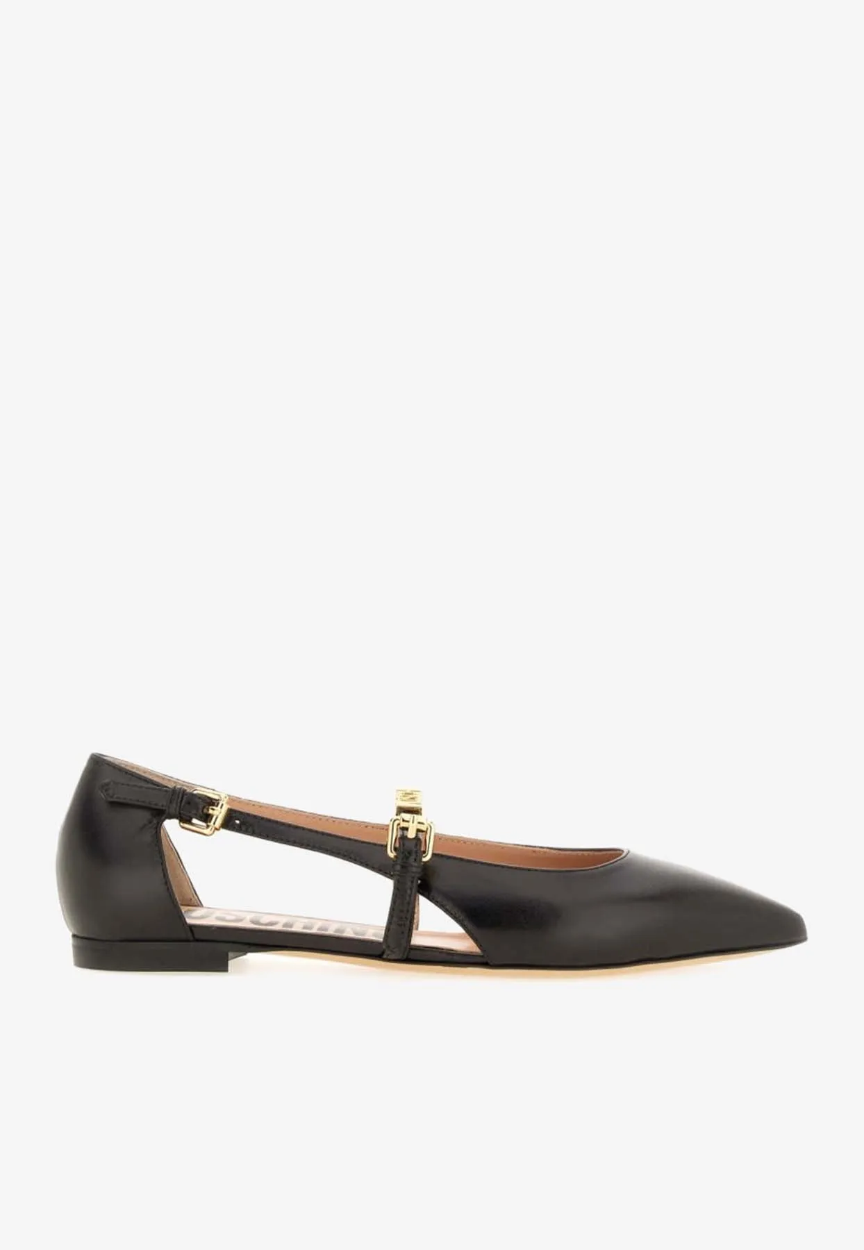 Logo Leather Ballet Flats