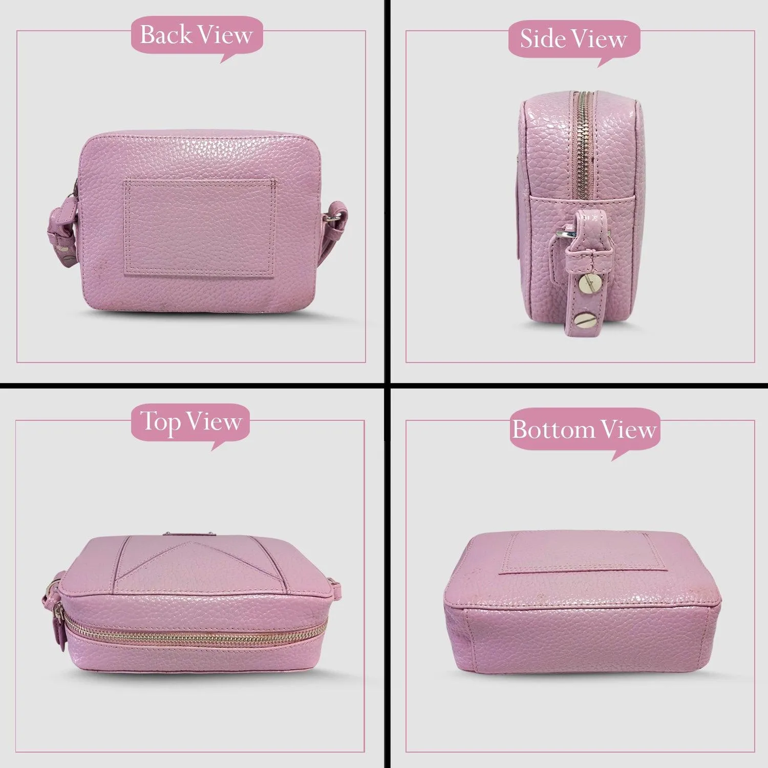 MANDAVA Women's PU Leather Crossbody Bag | Ladies Mini Shoulder Bag with Adjustable & Detachable Strap (Mauve)