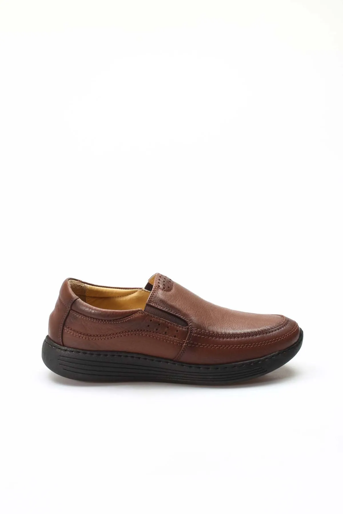 Men's Brown Casual Leather Slip-On Shoes-Wessi