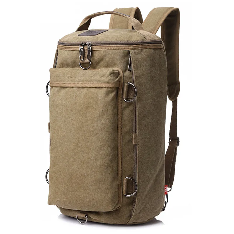 Men's canvas multifunctional large-capacity backpack