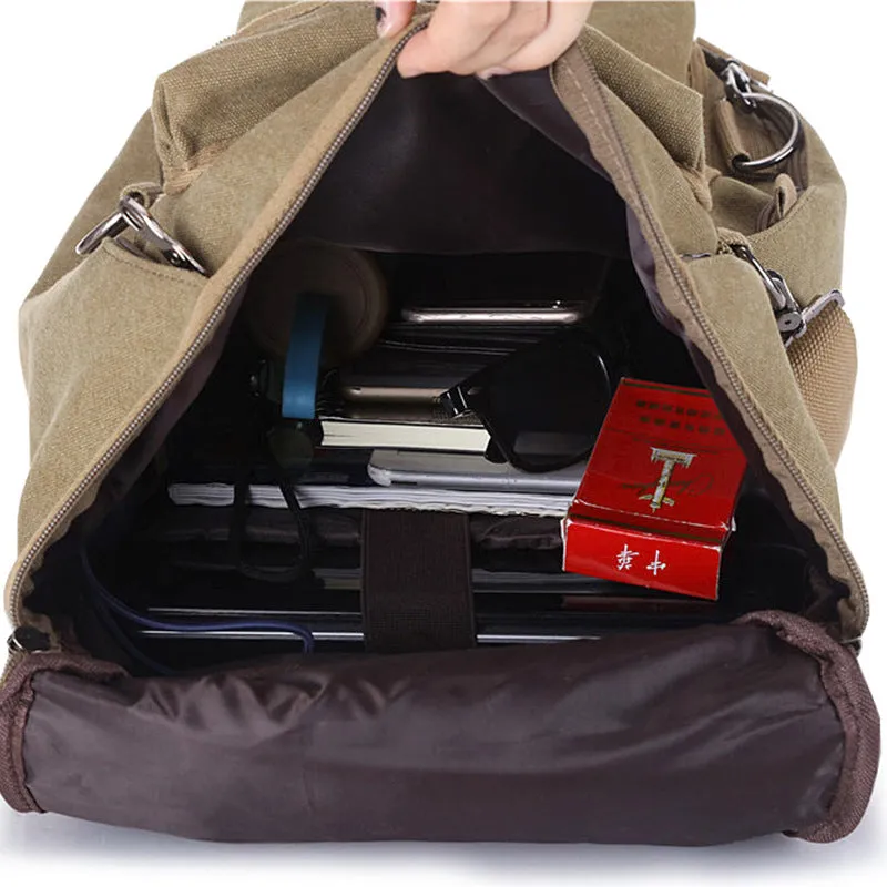 Men's canvas multifunctional large-capacity backpack