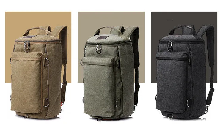 Men's canvas multifunctional large-capacity backpack