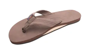 Men's Premier Leather Single Layer Sandals in Expresso