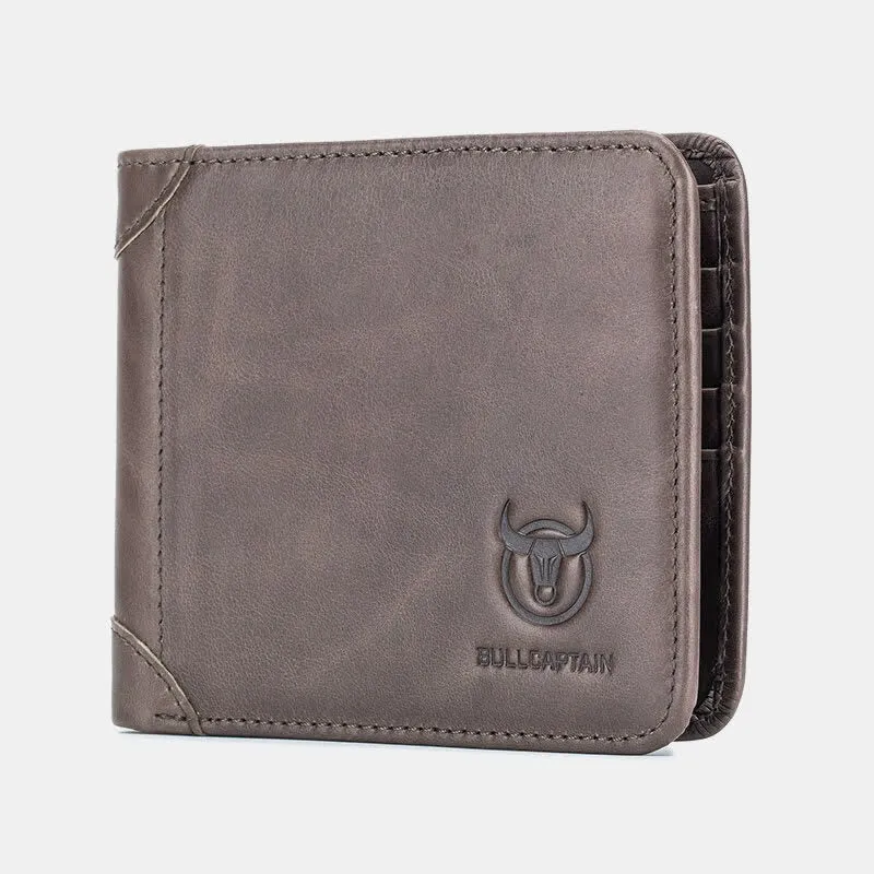 Men's Tri-Fold Genuine Leather Large Capacity Super Stitched Leather Wallet