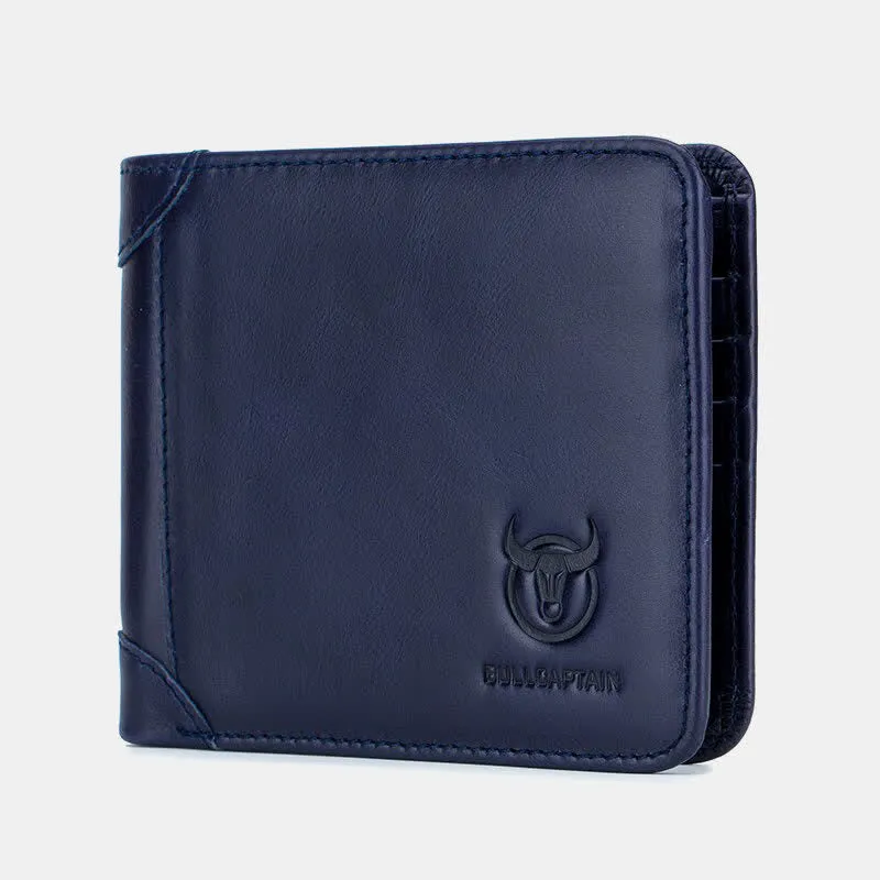 Men's Tri-Fold Genuine Leather Large Capacity Super Stitched Leather Wallet