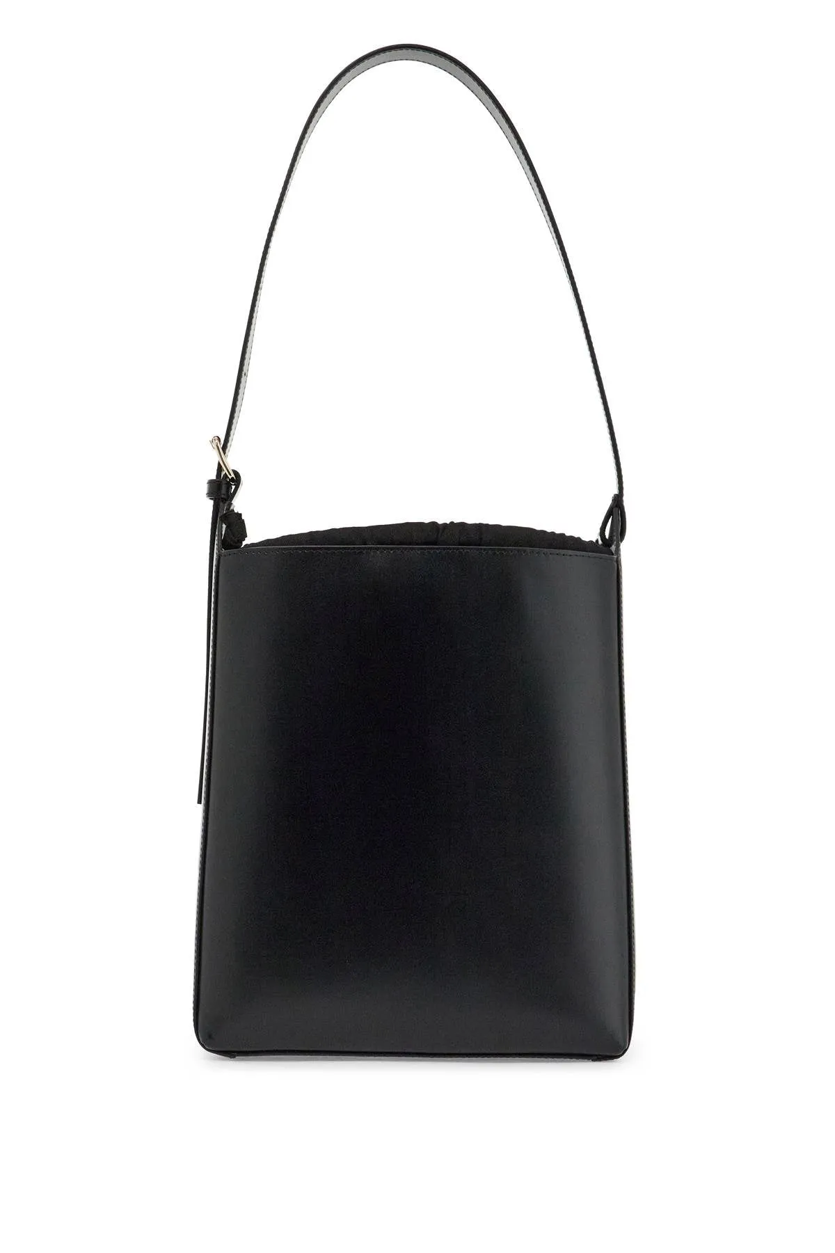 minimalist black leather crossbody bag with adjustable strap PXBRU F61868 LZZ BLACK