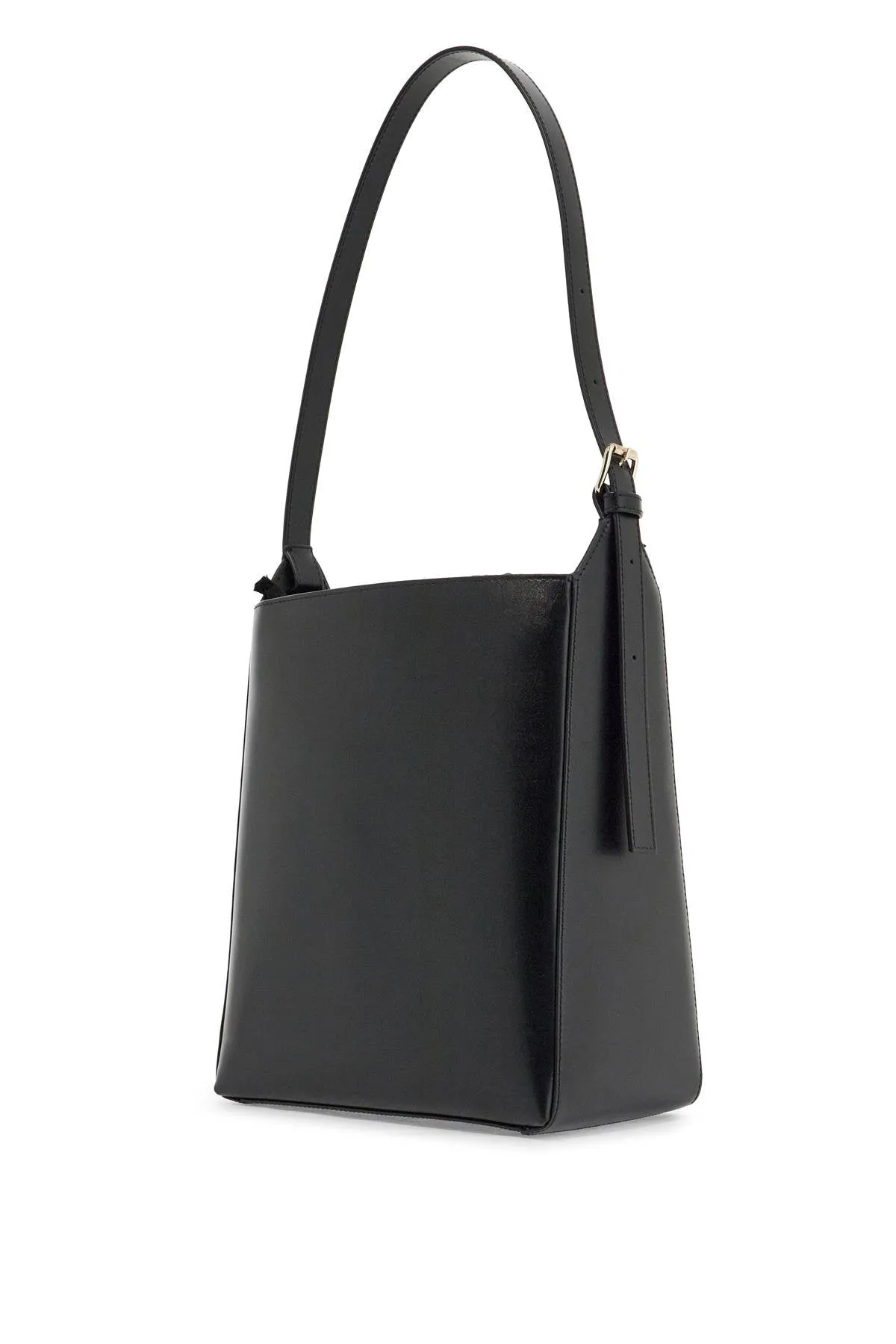minimalist black leather crossbody bag with adjustable strap PXBRU F61868 LZZ BLACK