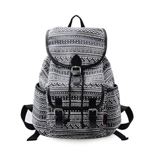 MoreChic School Backpack Floral Print Backpack Women Casual Canvas Travel Bag Girls