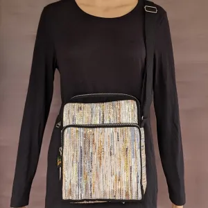 Multicolored Shimmery Upcycled Handwoven Cross Body Sling (CBS0824-005) PS_W