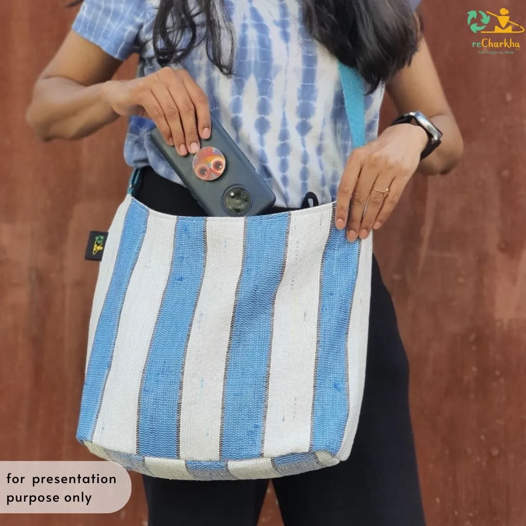 Multicolored Shimmery  Upcycled Handwoven Eclipse Jhola Tote (EJ0125-008) PS_W