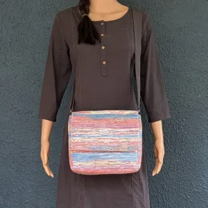 Multicolored Upcycled Handwoven Messenger Bag (MB1224-006) PS_W