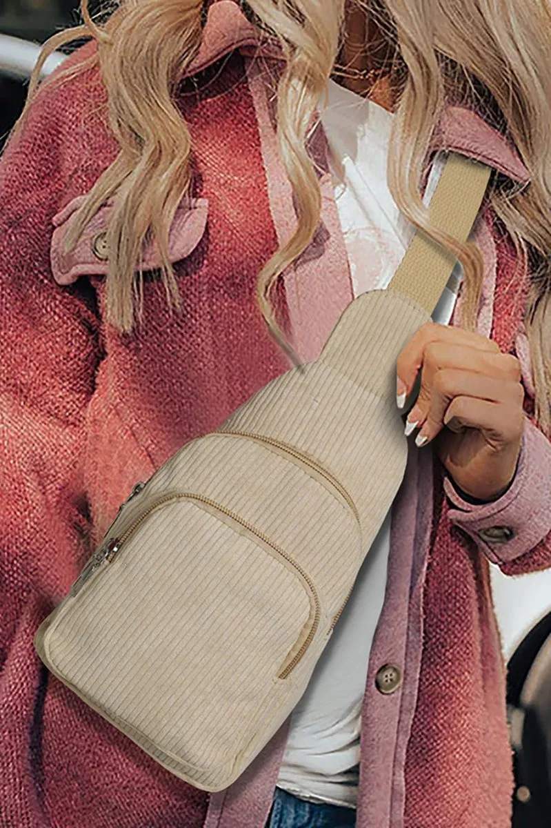 PREORDER! ETA 3/01 Khaki Corduroy Sling Bag  **SHIPPING EXPECTED TO BEGIN ON DATE 3/01**