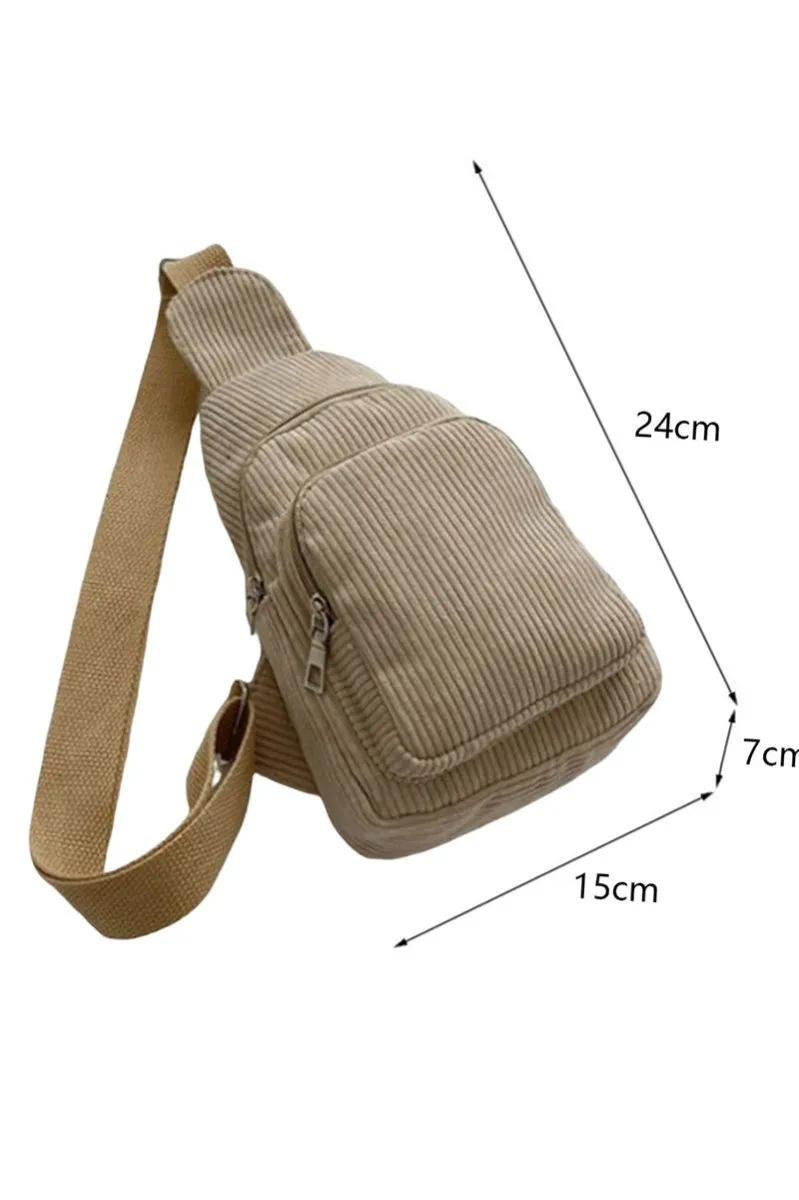 PREORDER! ETA 3/01 Khaki Corduroy Sling Bag  **SHIPPING EXPECTED TO BEGIN ON DATE 3/01**