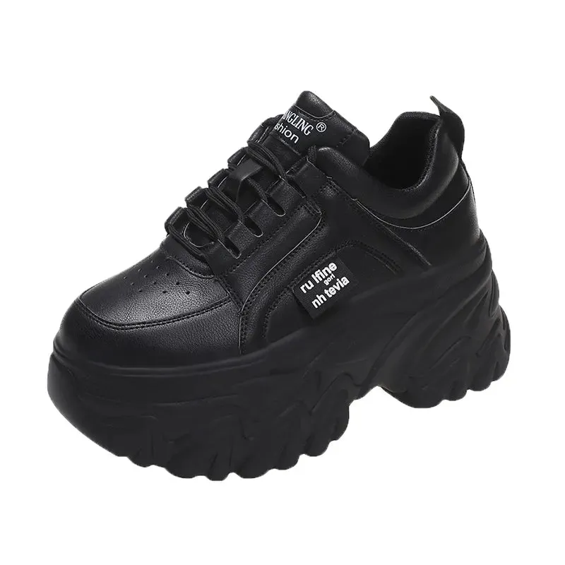Rimocy White Black Chunky Sneakers Women Spring Autumn Thick Bottom Dad Shoes Woman Fashion PU Leather Platform Sneakers Ladies