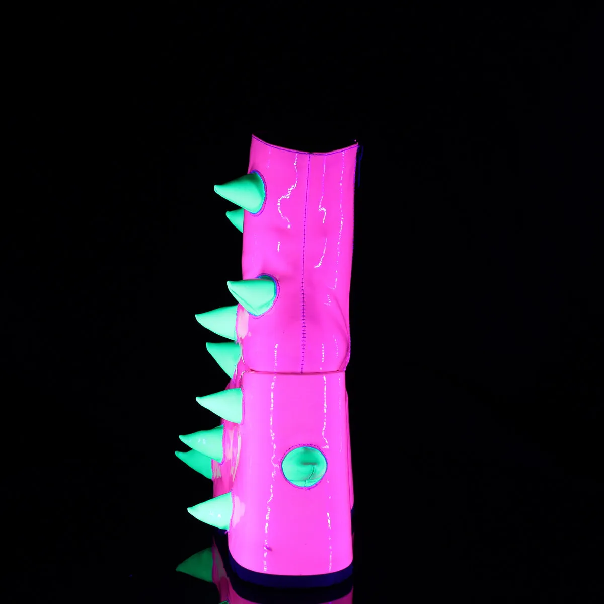 SLAY-77 DemoniaCult Neon Pink-Neon Green Sexy Women's Ankle Boots (Alternative Footwear)