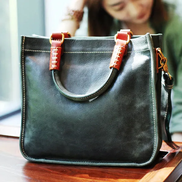 Small Womens Green Leather Crossbody Tote Bags Purse Handbags With Zipper for Women