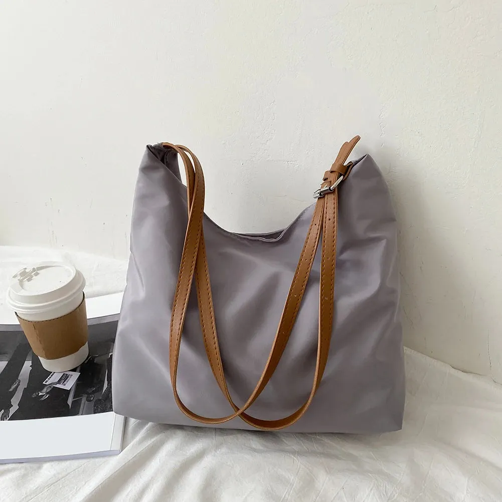 Sohiwoo Casual Large Capacity Women Shoulder Bags Fashion Oxford Cloth Top-handle Bags Simple Solid Color Female Shopping Totes Handbags