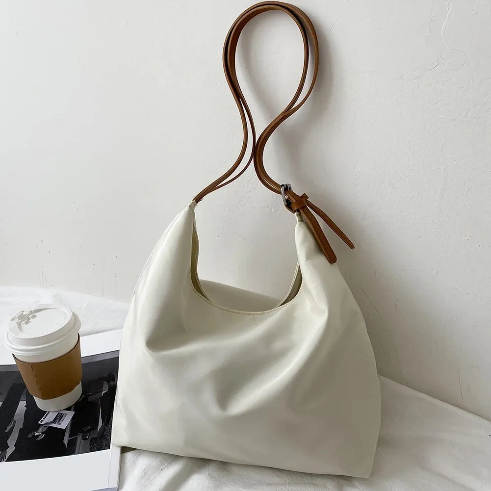 Sohiwoo Casual Large Capacity Women Shoulder Bags Fashion Oxford Cloth Top-handle Bags Simple Solid Color Female Shopping Totes Handbags